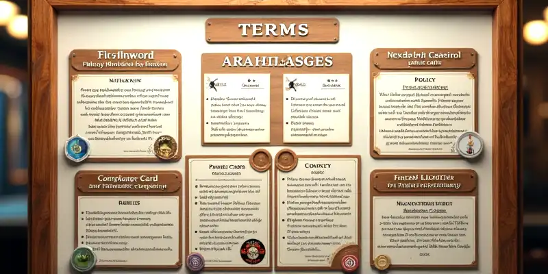 Terms framework cards for bonus limits and payout conditions